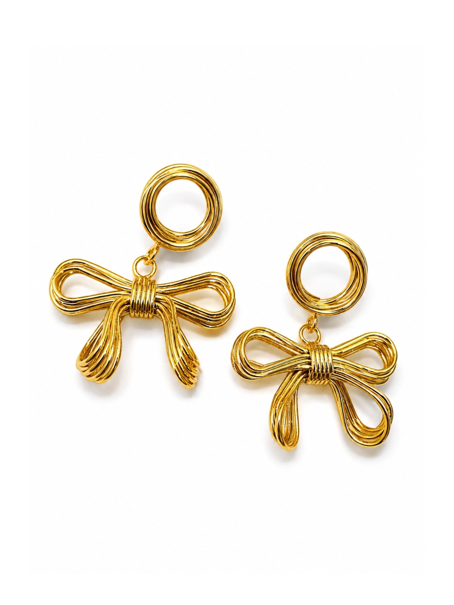 SR Anti Tarnish 18K Gold Bow Earrings