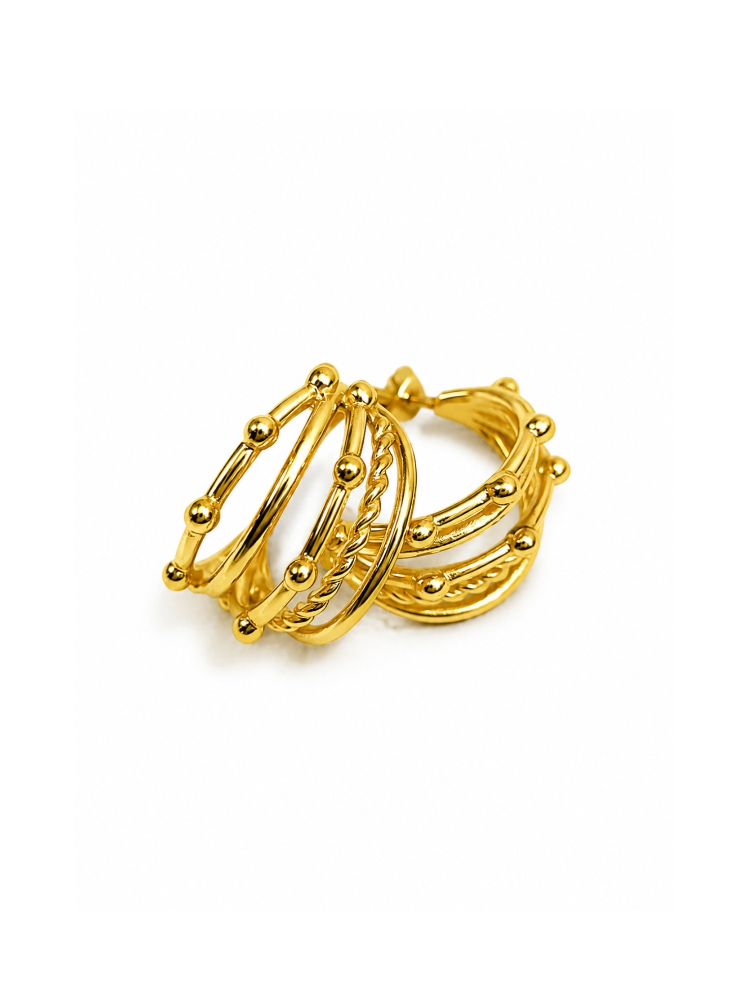 SR Anti-Tarnish 18K Gold Hoop Drop Earrings