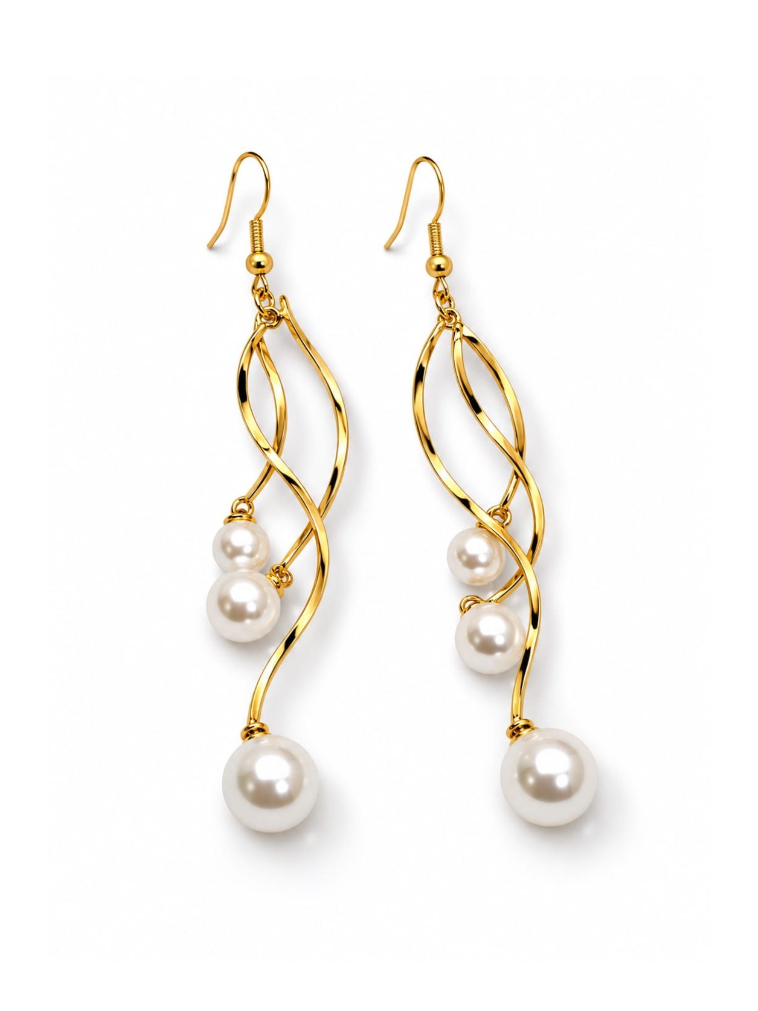 SR Anti-Tarnish 18K Gold Flowing Vine Earrings