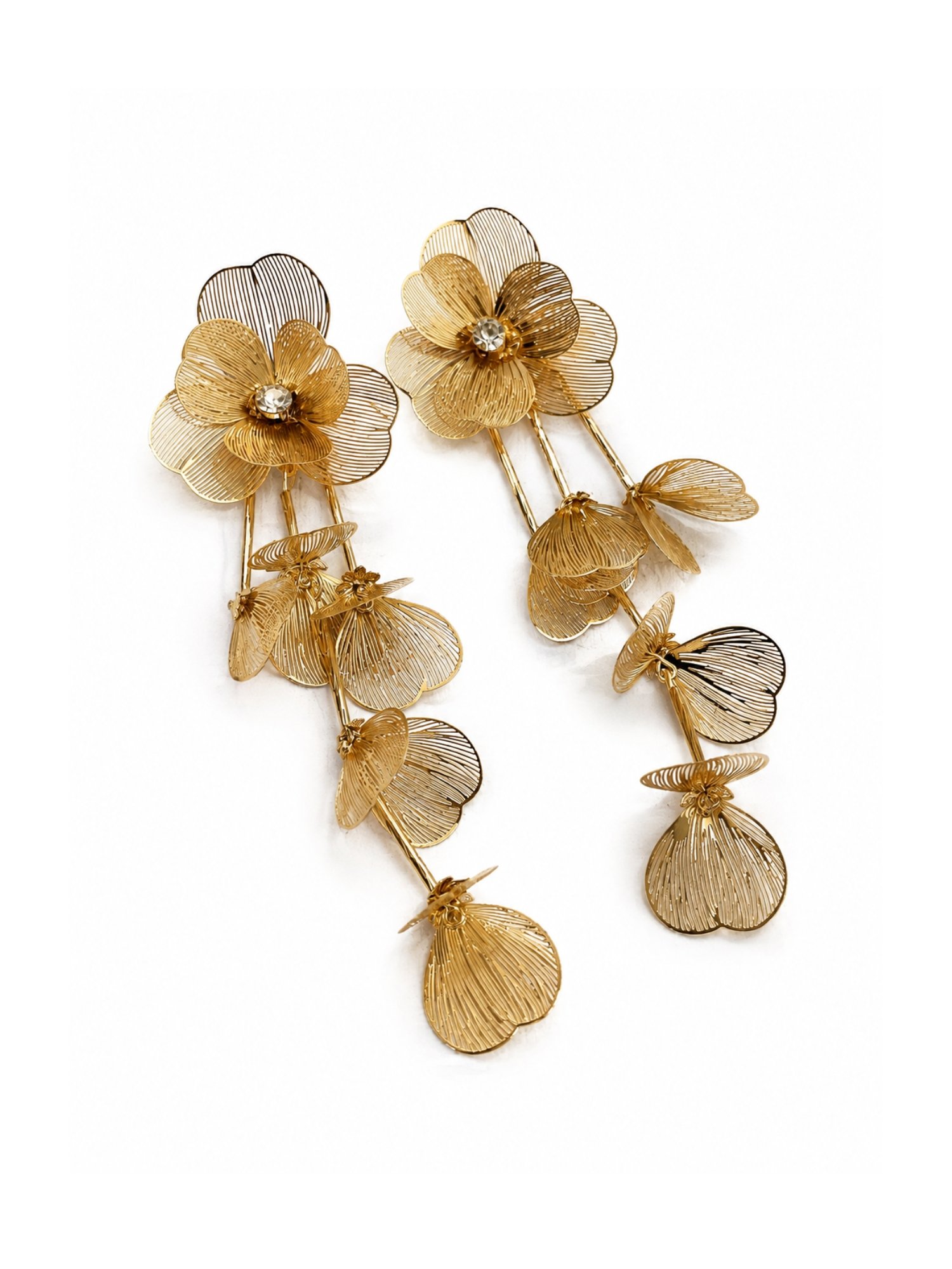 SR Anti-Tarnish 18K Gold Floral Drop Earrings